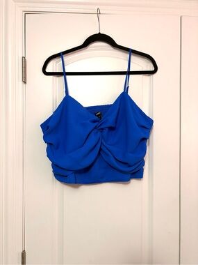 Express Royal Blue Twist-Front Crop Tank Top - Women